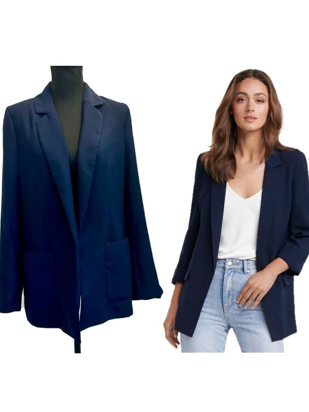 Ever New navy blue open front Ava blazer jacket Sz 6 NWOT new without tag career